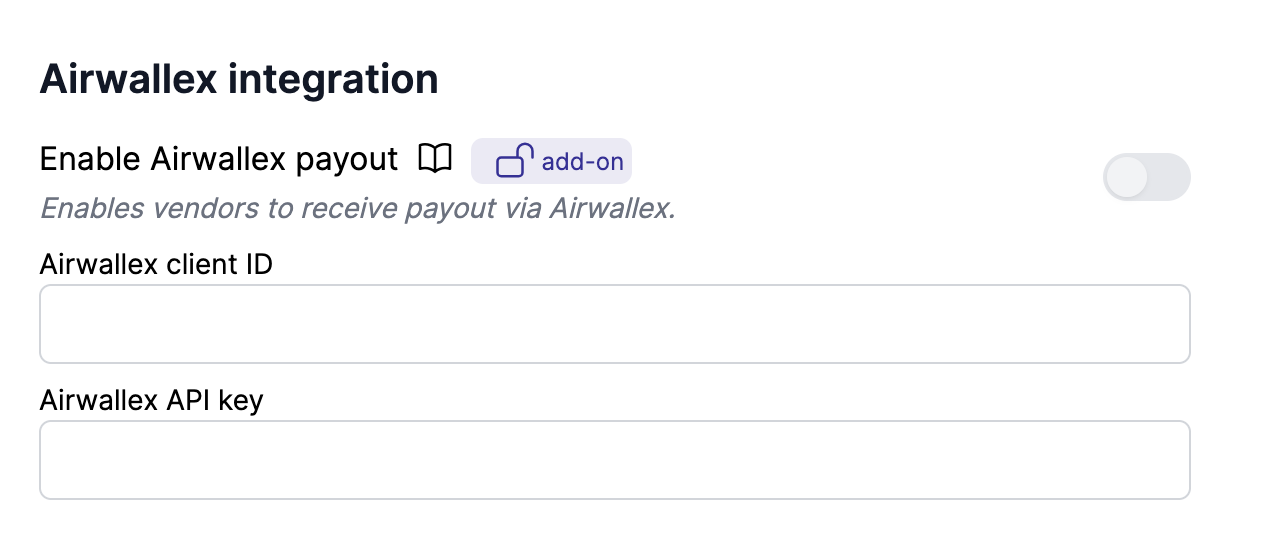 Airwallex setup in Garnet