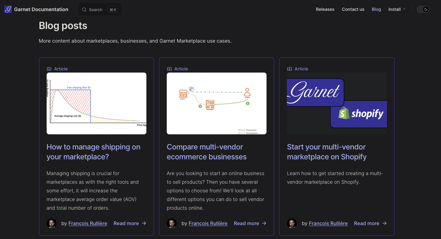 Blog post page screenshot