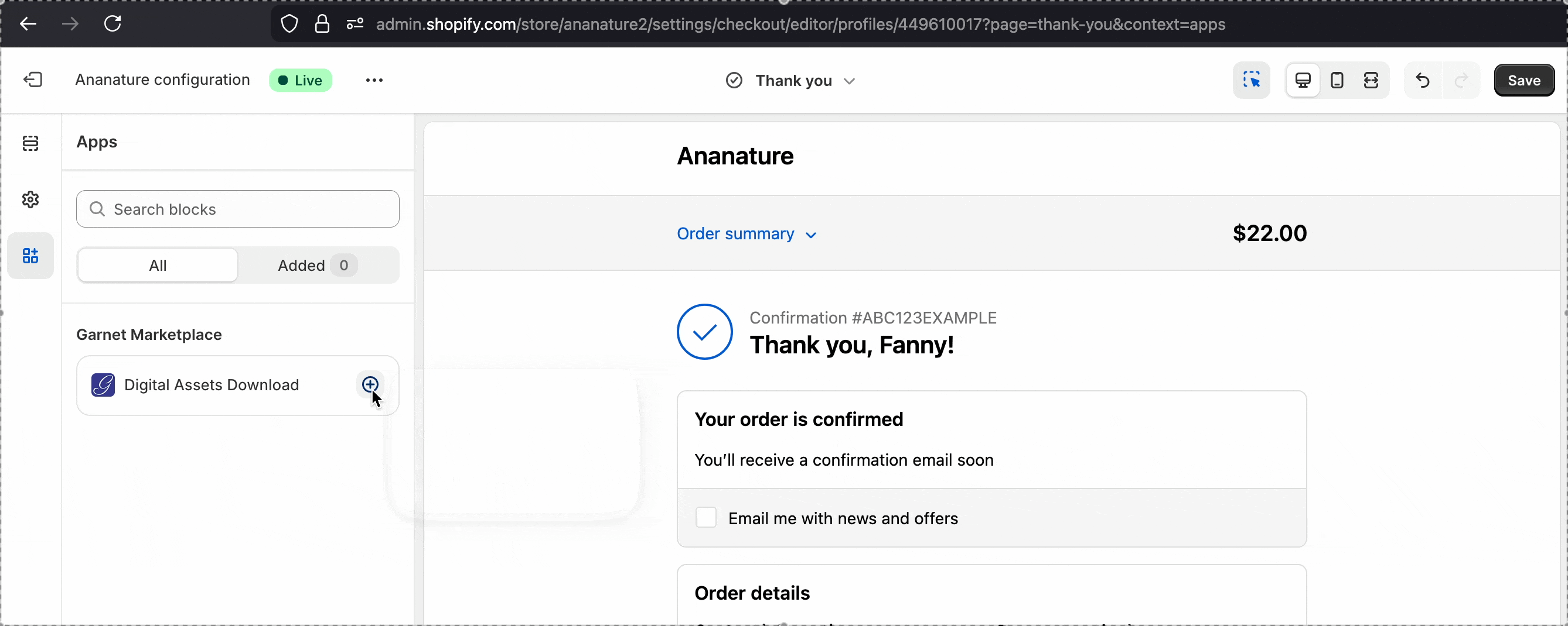 Add digital assets download block