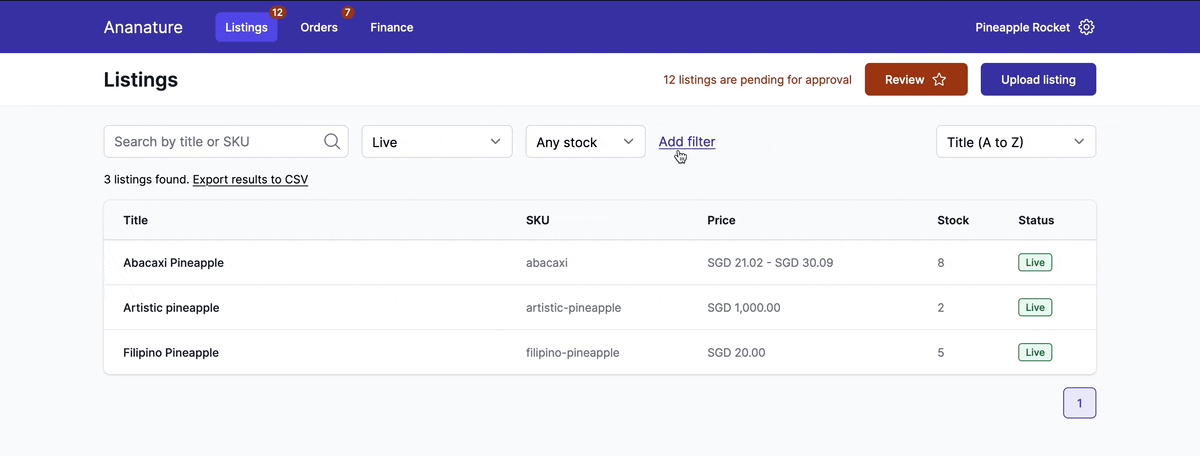 advanced filter demo