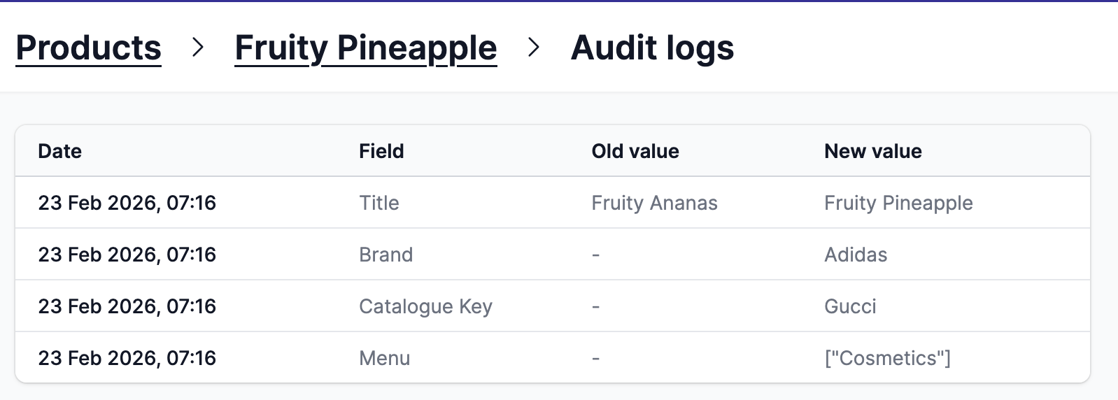 Audit logs dedicated page