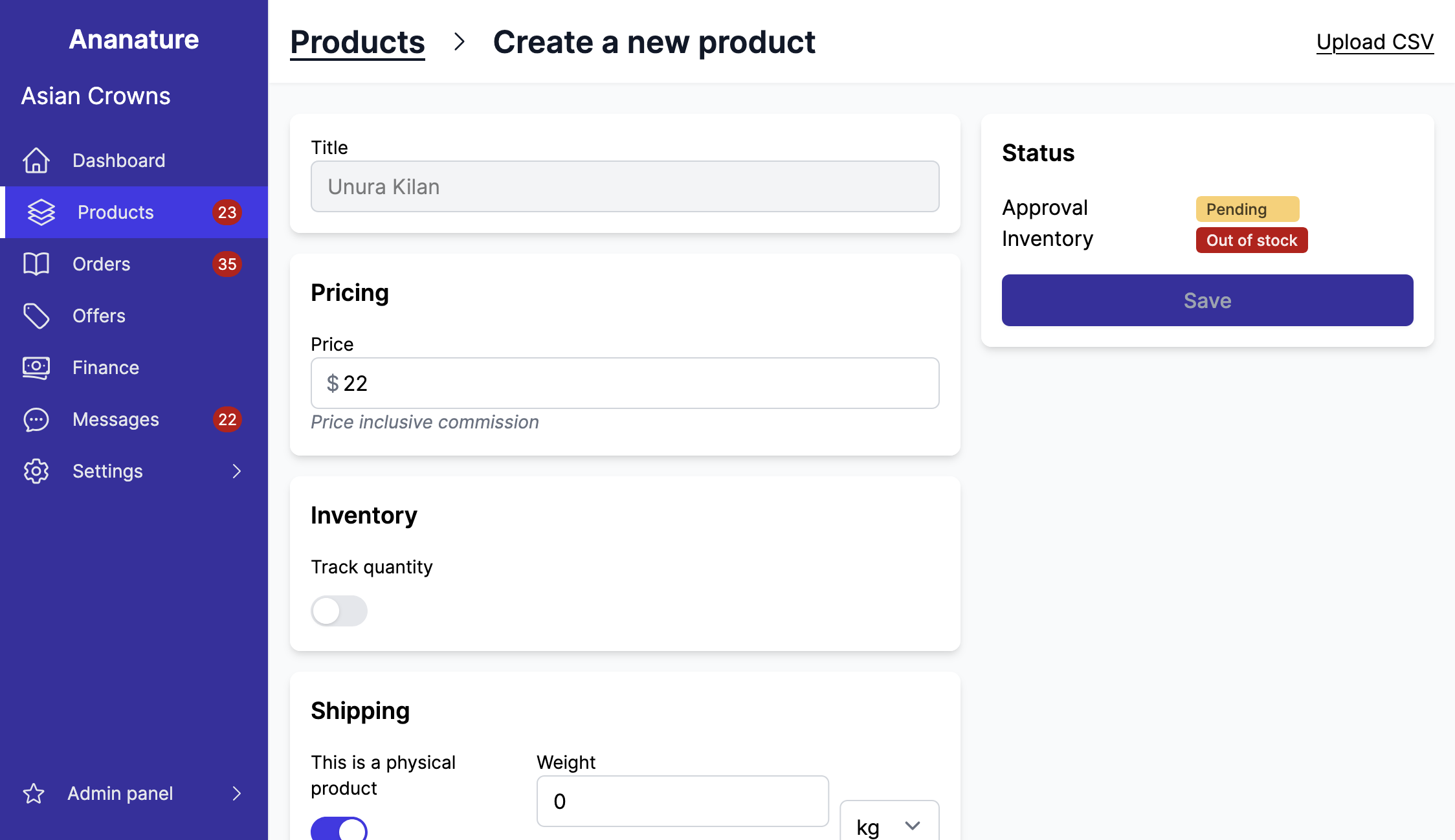 Catalog product create