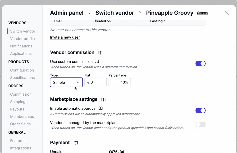 Commission picker demo