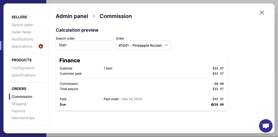 Commision test interface