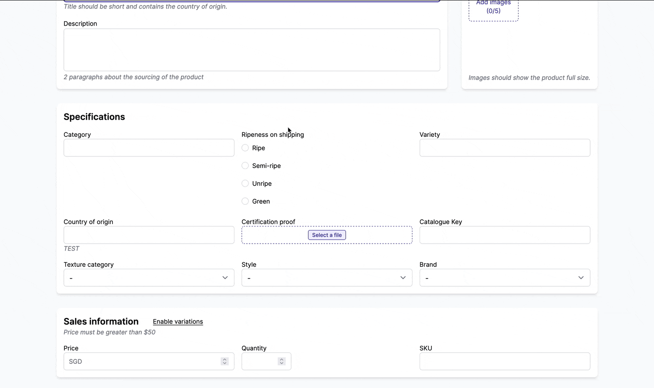 conditional specifications