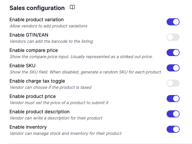 Sales configuration