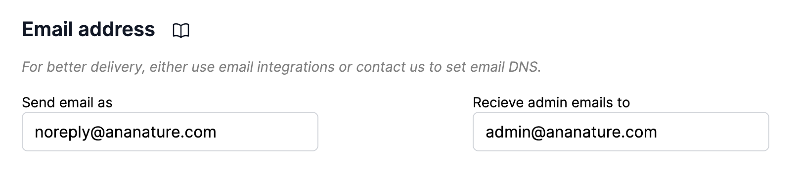 Customize sender or recipient email