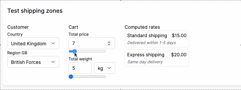 Test your shipping rates