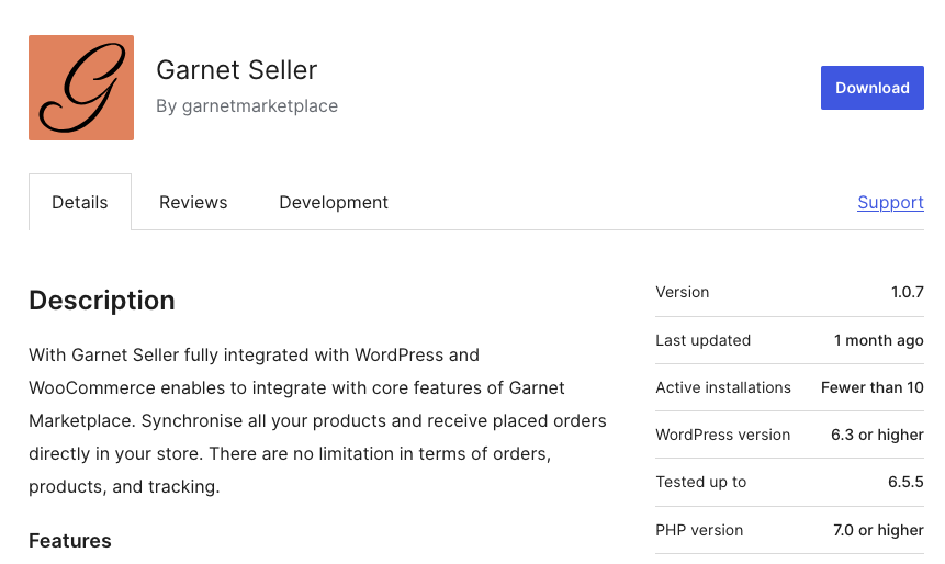 Garnet Seller app WooCommerce