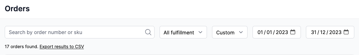 Search orders by date