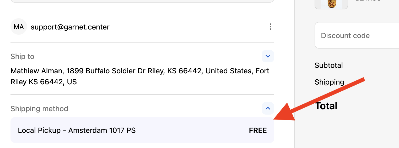 Local pickup in cart