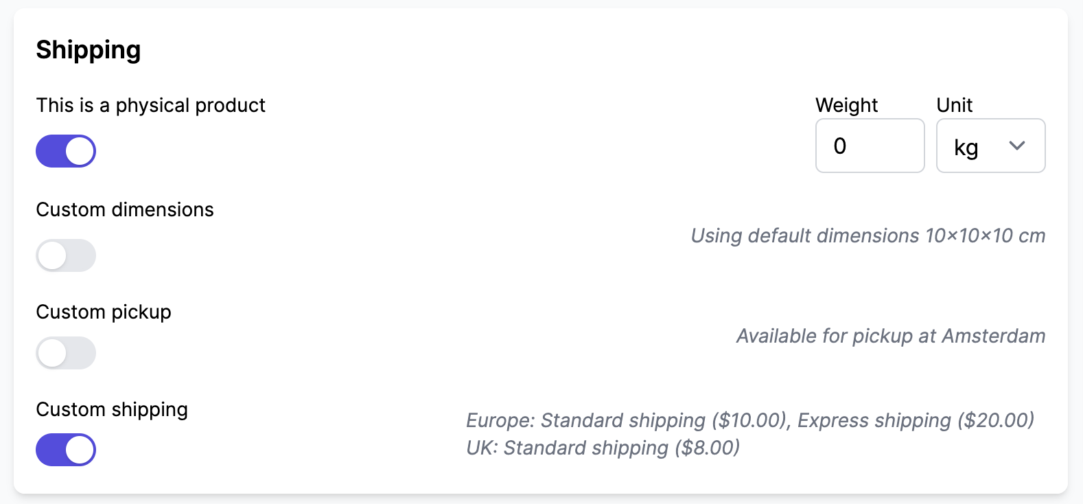 Product override on the product page