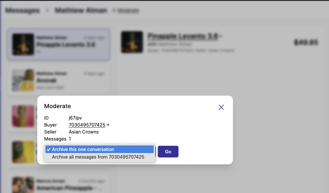 Moderation archive button