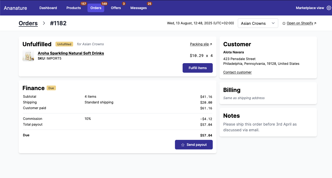 New order individual view