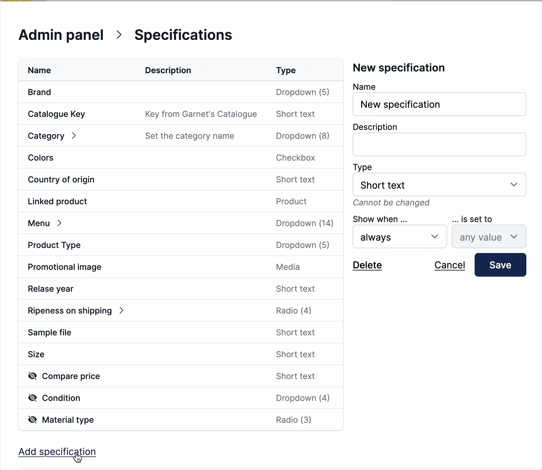 Add specification demonstration