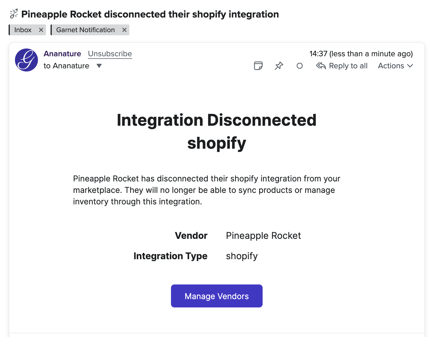 Integration email example