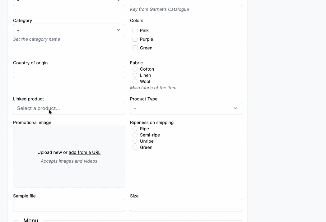 Example product reference