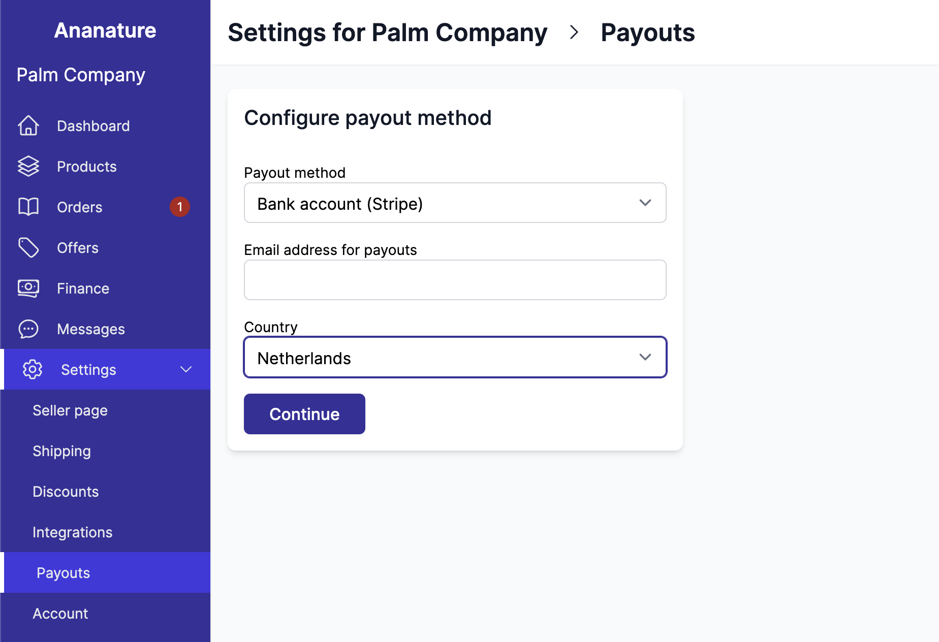 Payout onboarding Stripe