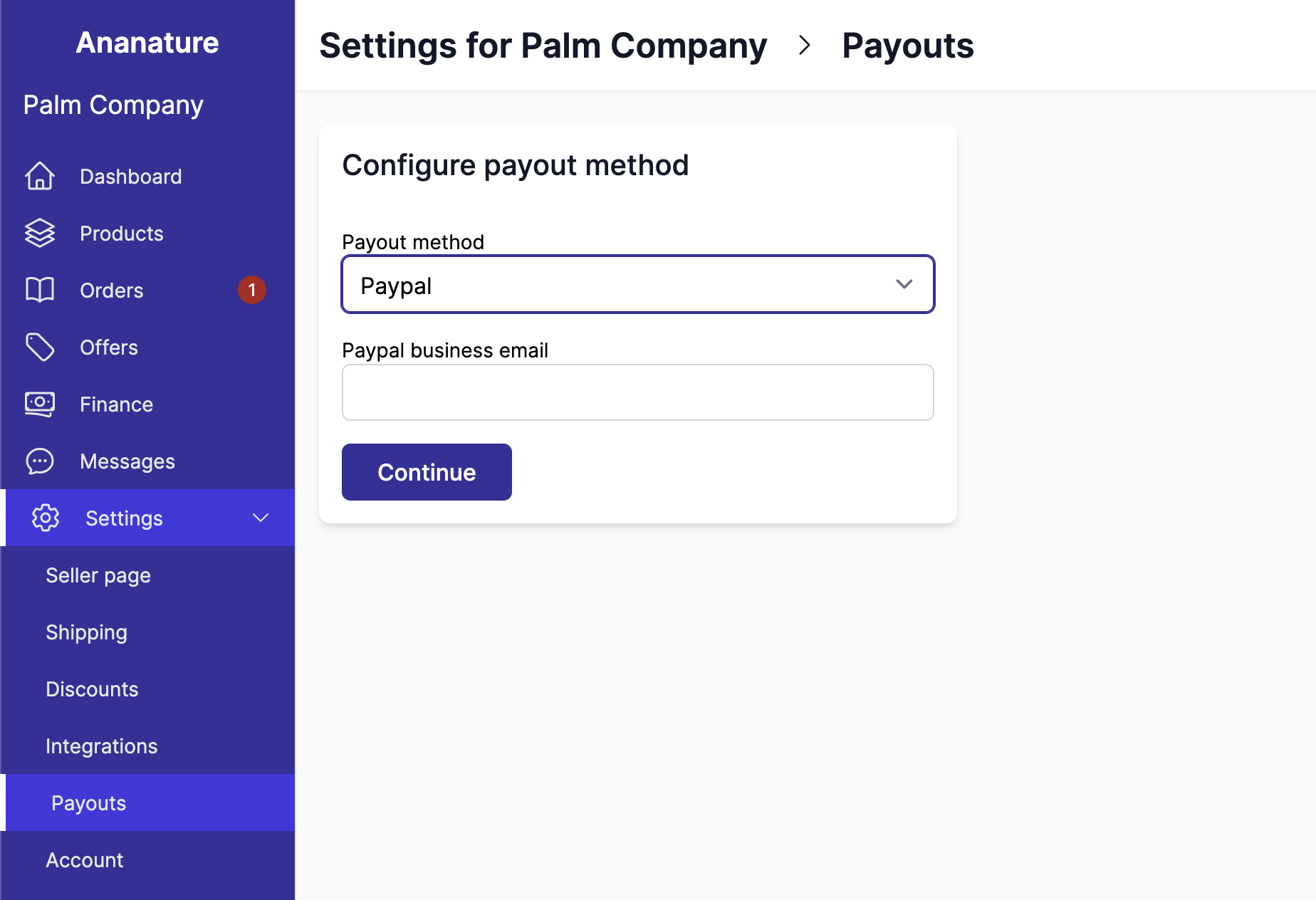 Payout onboarding PayPal