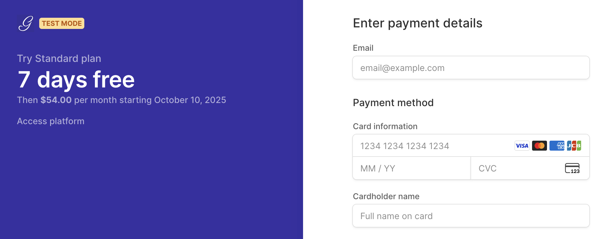 Free trial example stripe