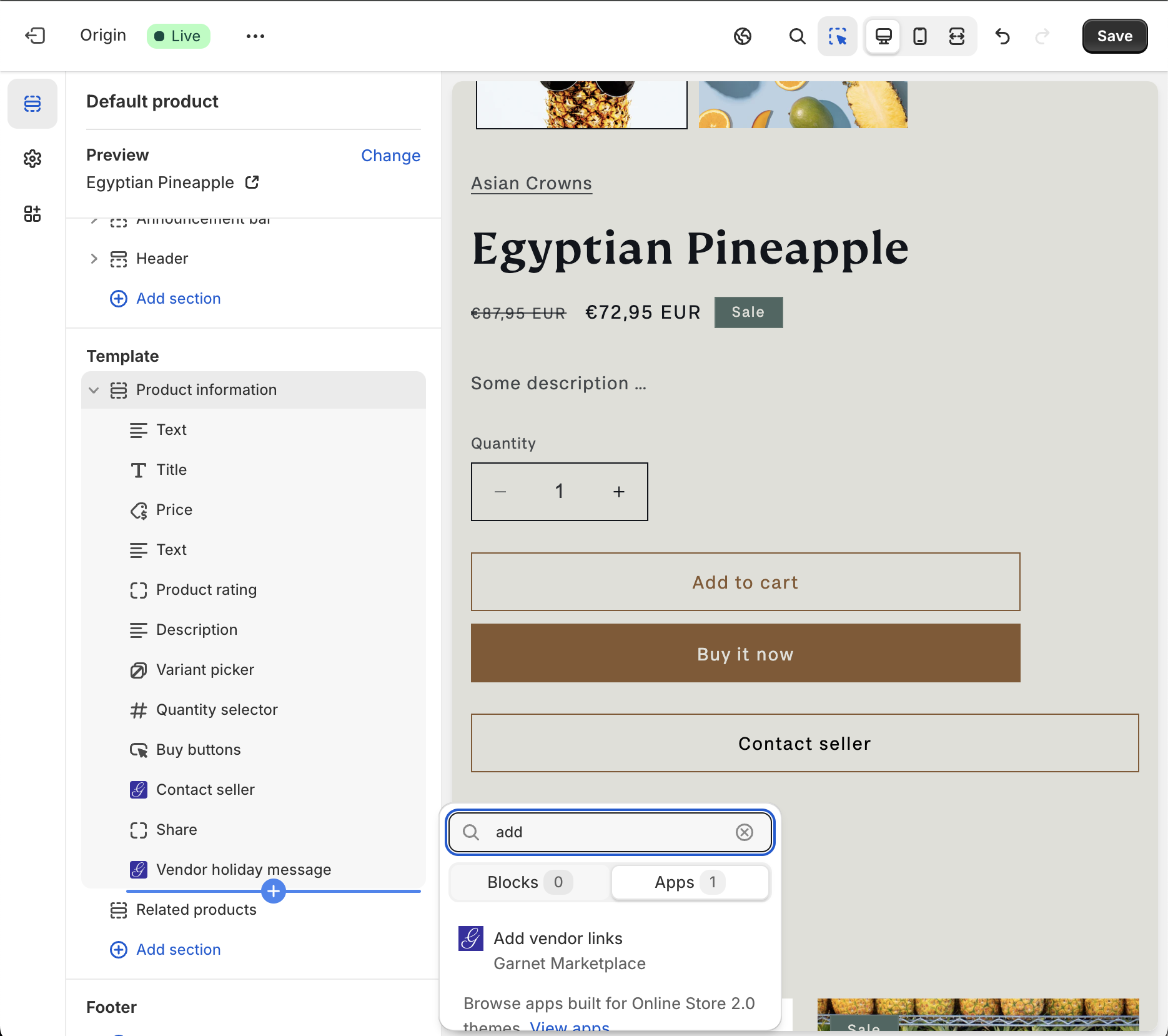 vendor populate component