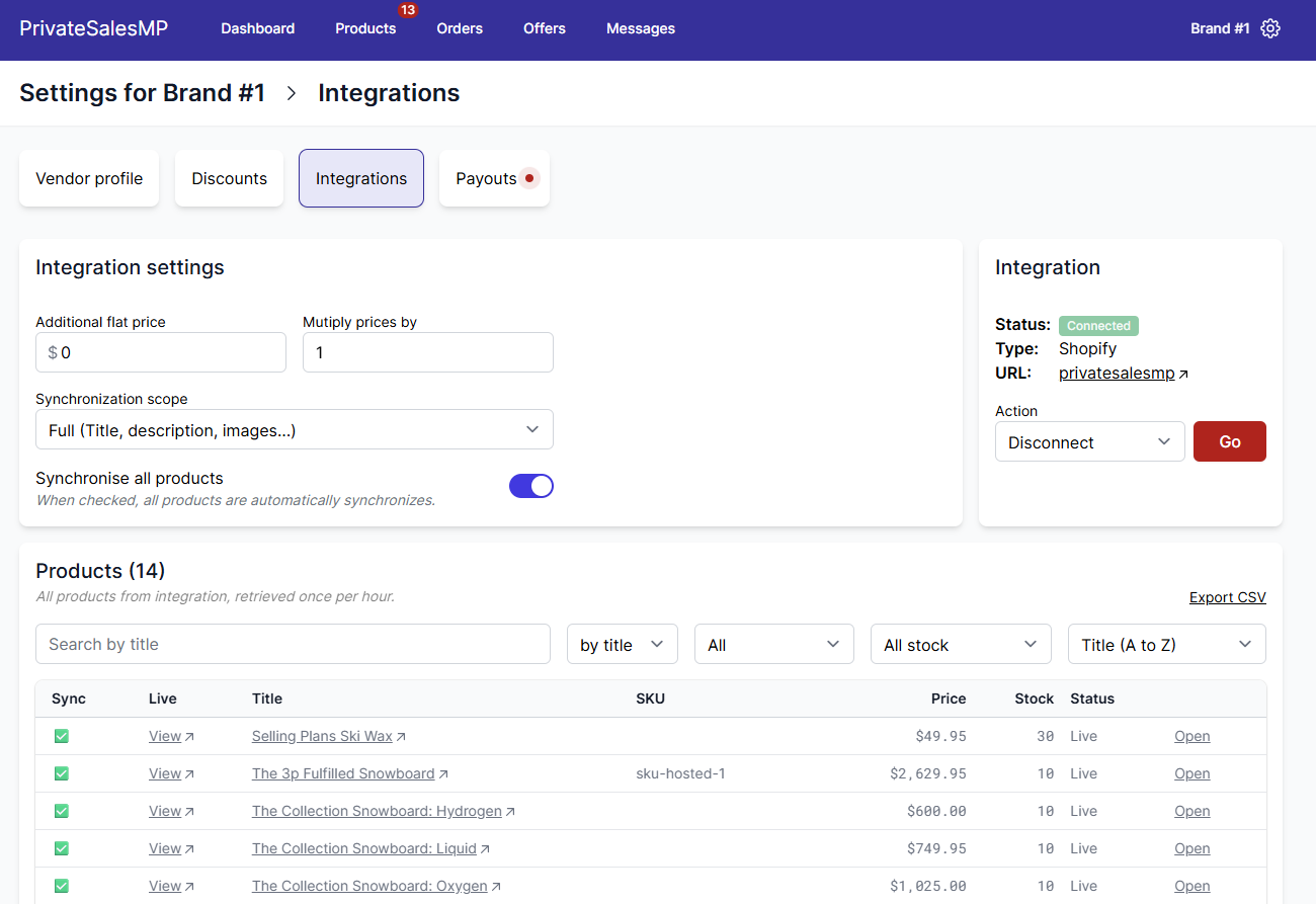 Price transformation settings