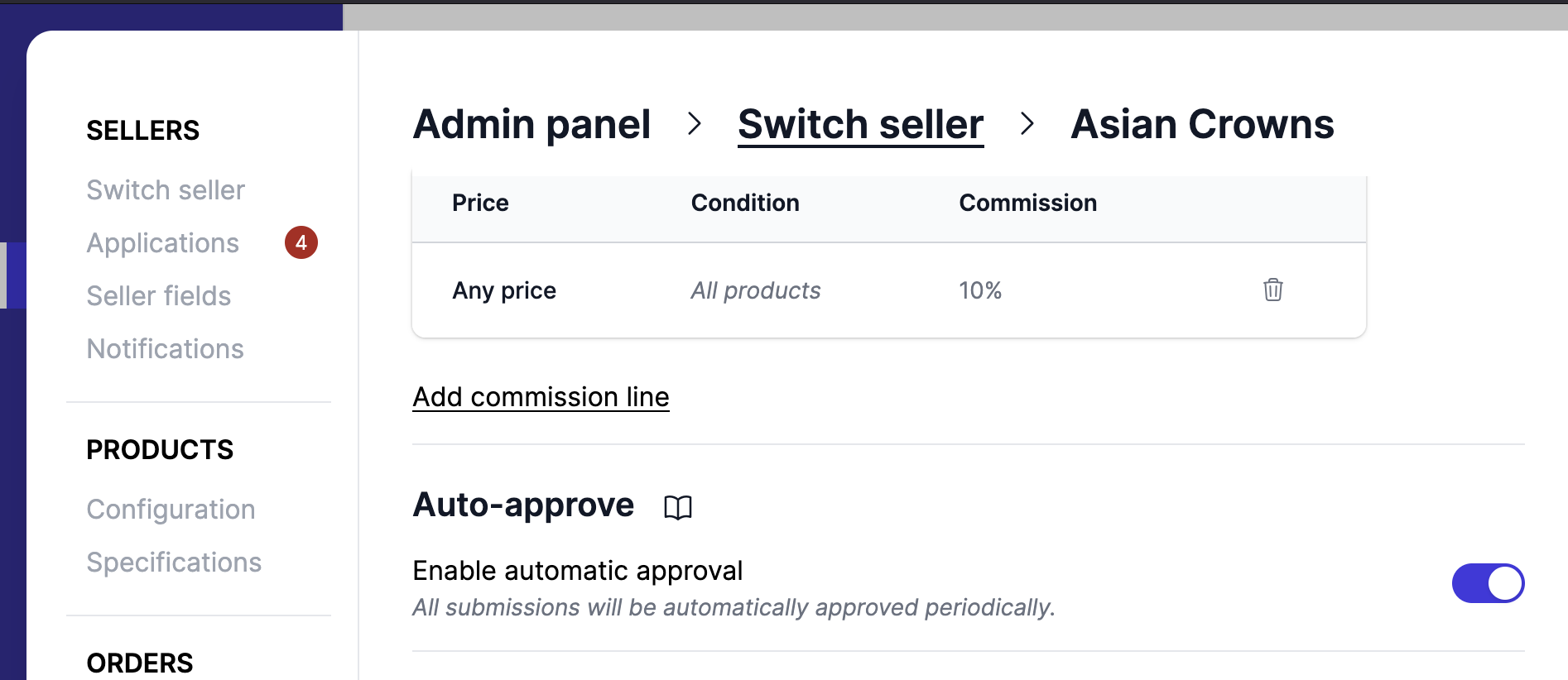 Autoapprove screenshot settings