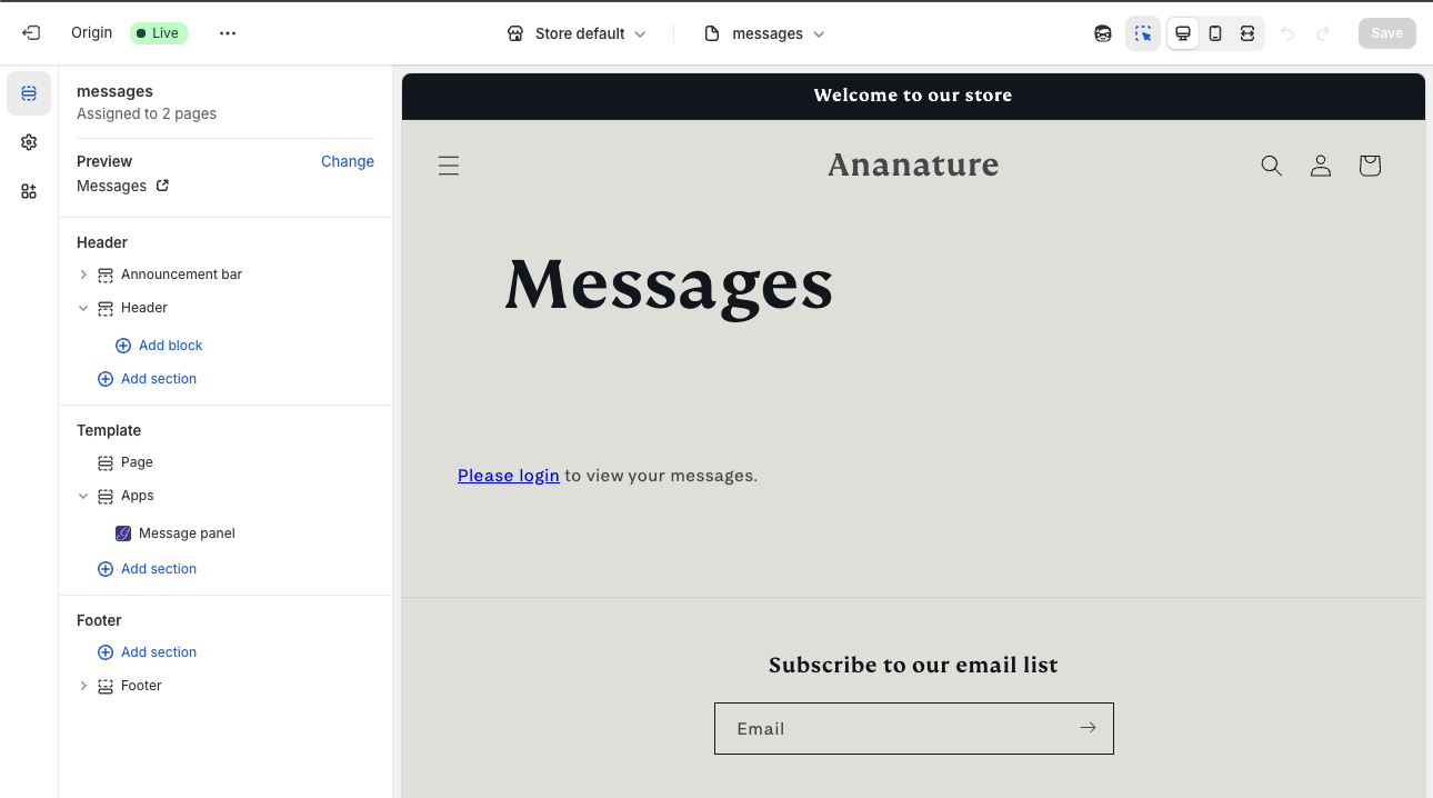 Setup page show component