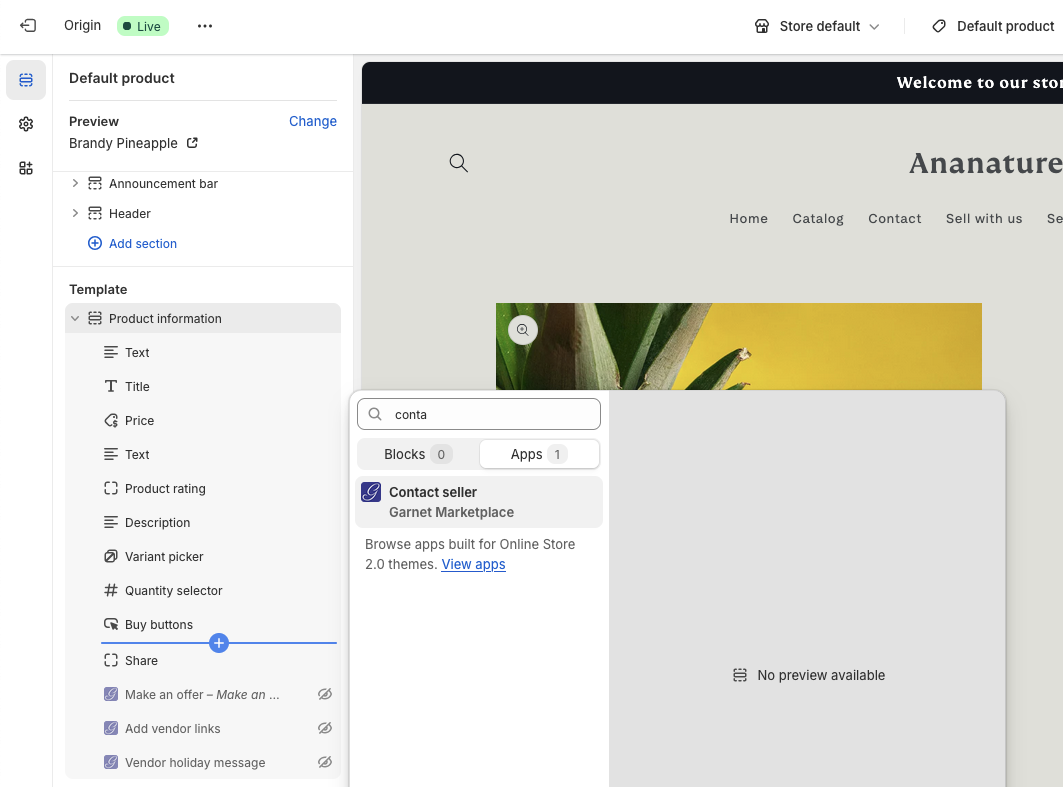 Add contact seller widget