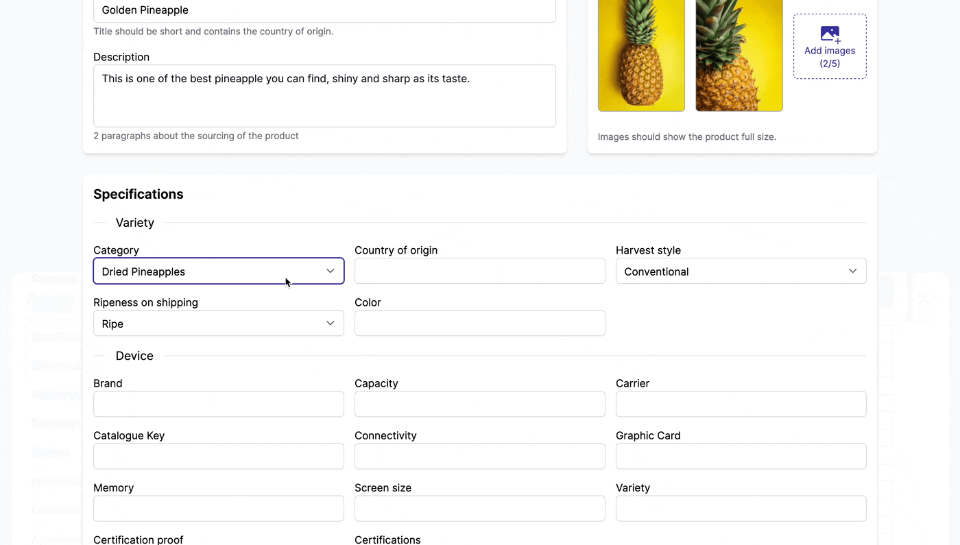 specifications style demo