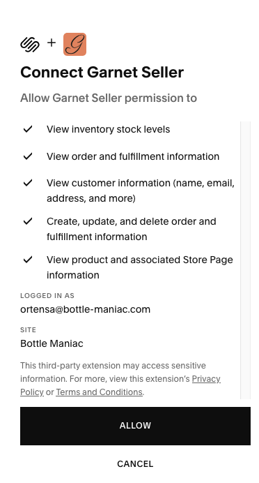 Squarespace approve installation