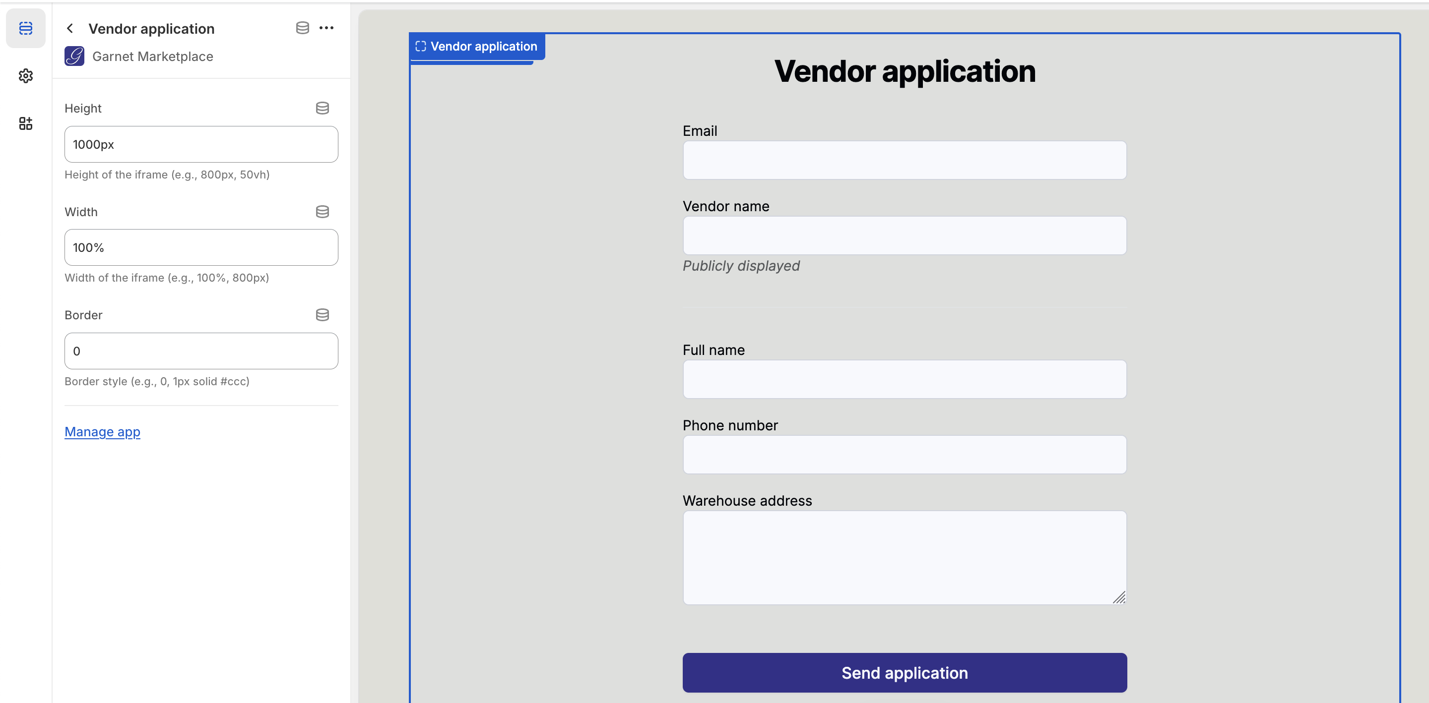Theme component vendor application